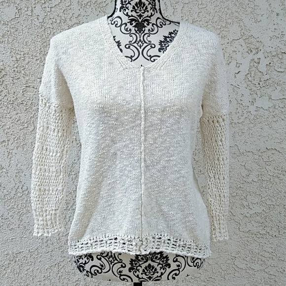 Lucky Brand Sweaters - Lucky Brand Cream Crochet Knit Sweater Medium